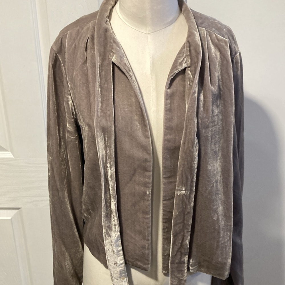 Wayf grey velvet tie front cropped jacket M - Picture 3 of 11
